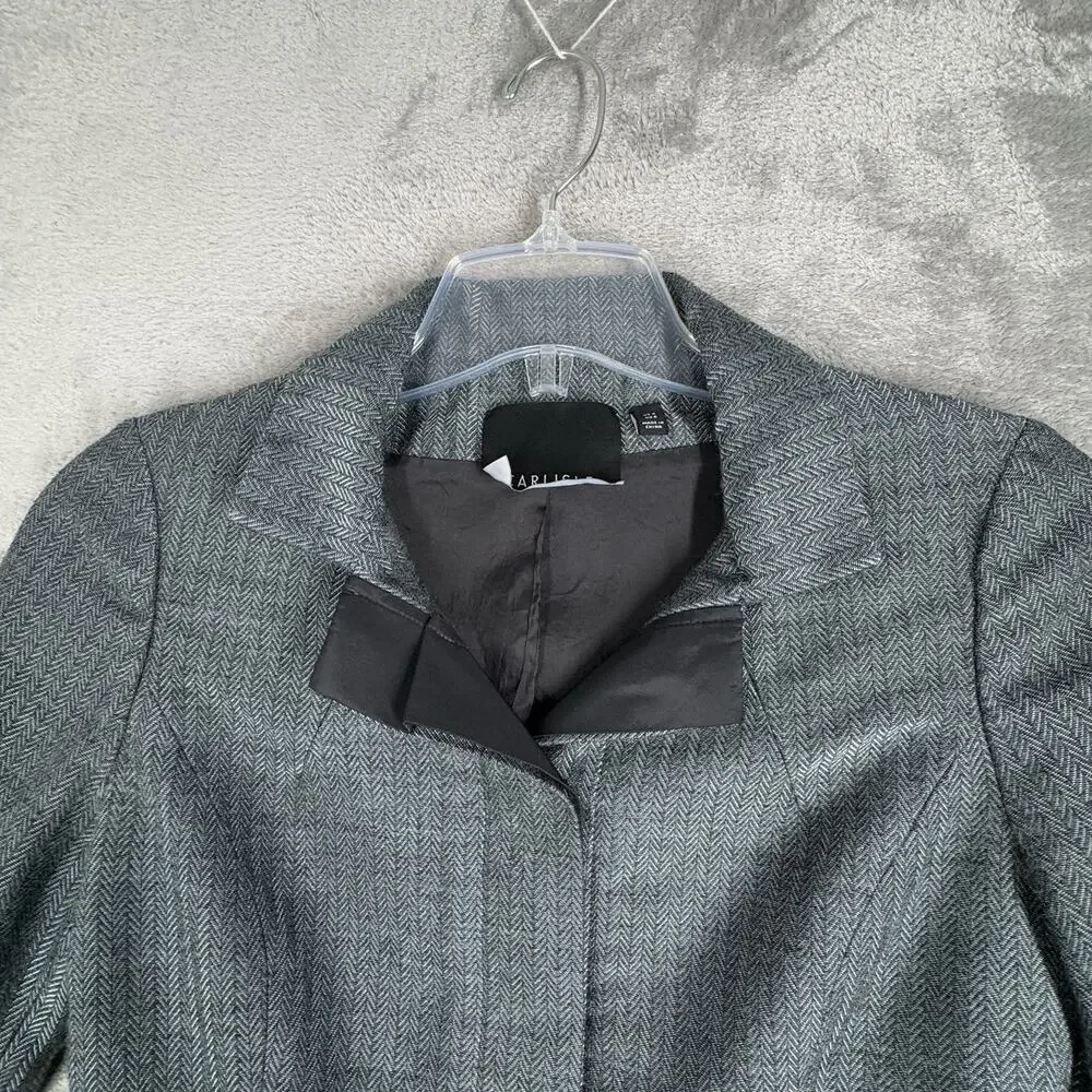 Carlisle Blazer Womens 4 Teal Blue Herringbone Wool‎ Blend Feminine Chic Career